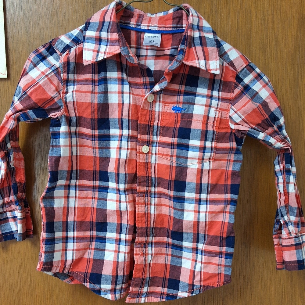 Plaid Kids Shirt - Red and Blue